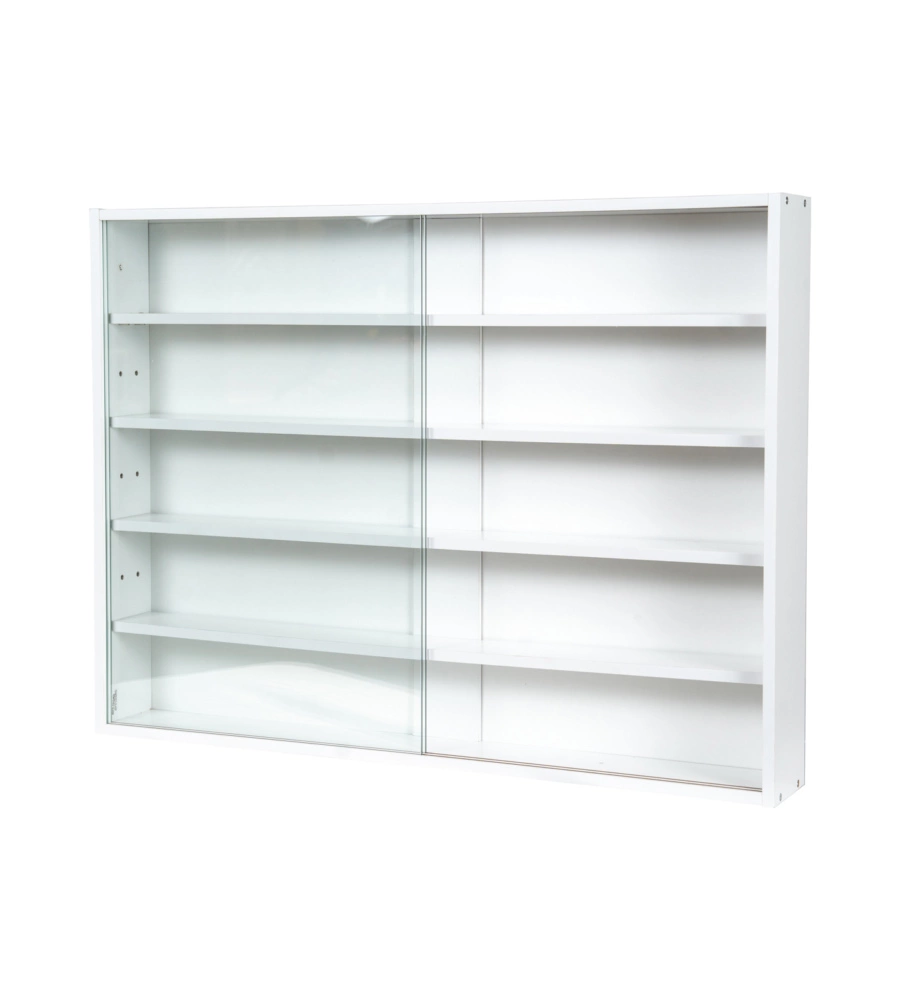 VETRINETTA ESPOSITORE PER COLLEZIONISMO BELLAHOME BIANCO CON ANTE IN VETRO TEMPERATO 80X11X60 CM